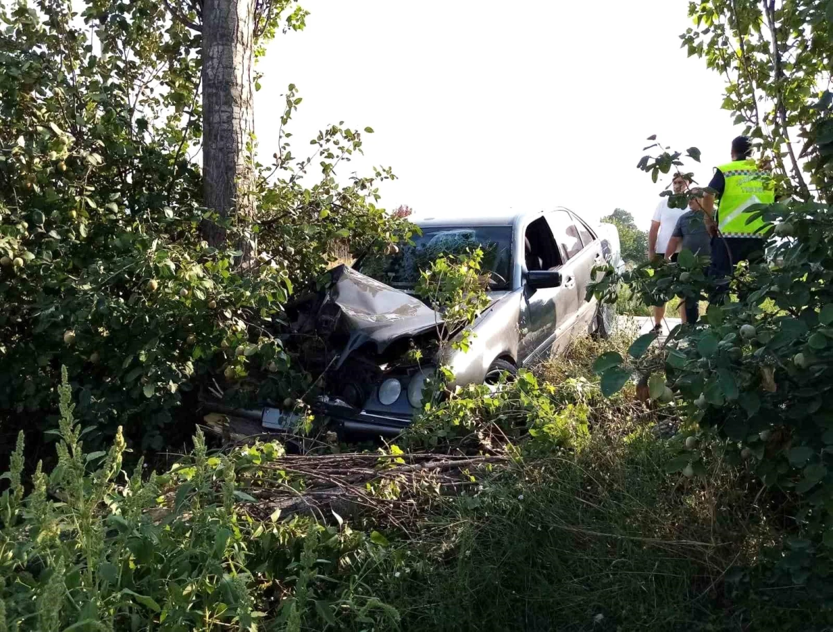 İnegöl’de ağaçlara çarpan otomobilde 2 kişi yaralandı